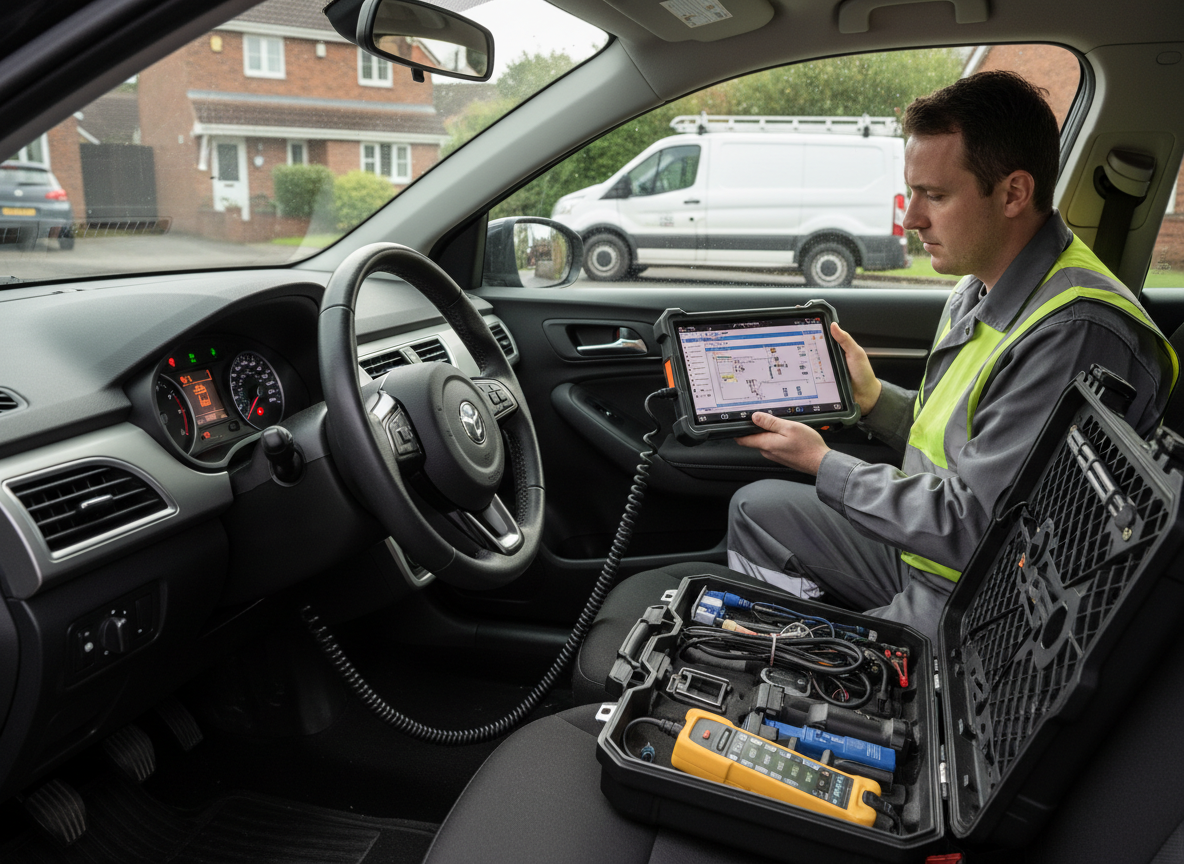ECU warning light being diagnosed with professional equipment in Wolverhampton