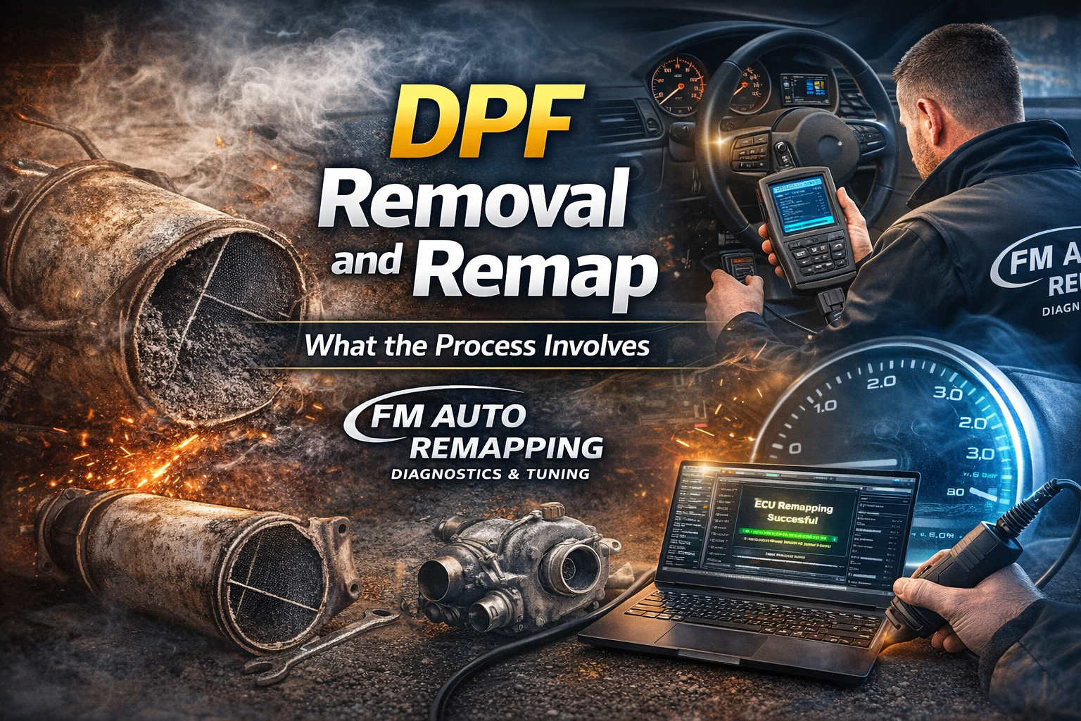 DPF removal and remap process illustrated — FM Auto Remapping West Midlands