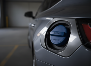 Close-up of an AdBlue filler cap on a diesel vehicle