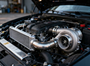 Turbo engine bay close-up showing turbocharger detail